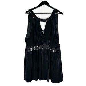 Torrid Blouse Top Black Knit Surplice Sequin